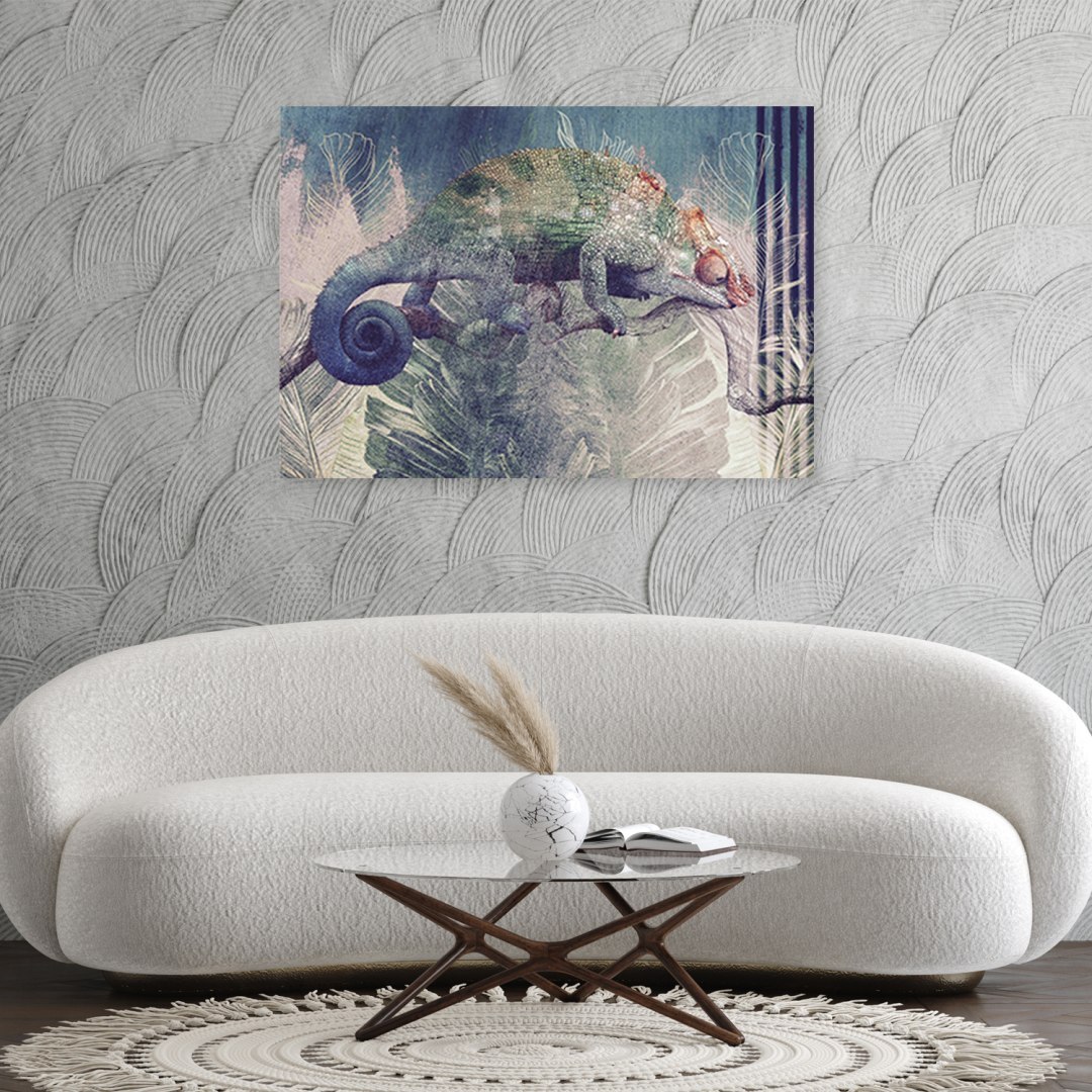 Emaga Obraz na płótnie, Kameleon na gałęzi - 100x70